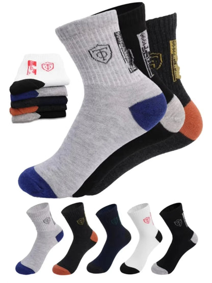 5Pairs Breathable Cotton Sports Stockings Men Bamboo Fiber Autumn and Winter Men Socks Sweat Absorption Deodorant Business Sox.