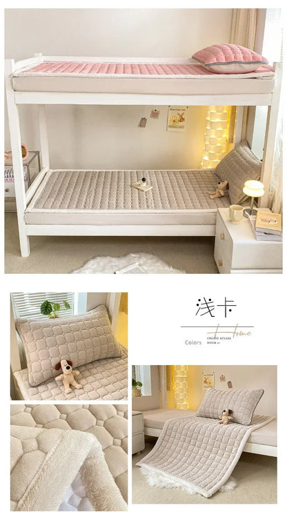 2024 Winter Milk Velvet Bedspread King Size Bed Cover Quilted Mattress Pad Washable Mattress Protector Bed Linen Queen Bedsheet.