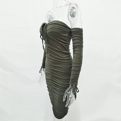 Arctic Cat Frauen Herbst Winter Verband Kleid Frauen 2022 Sexy Off Schulter Lange Hülse Dünne Elastische Bodycon Party Kleider Vestidos
