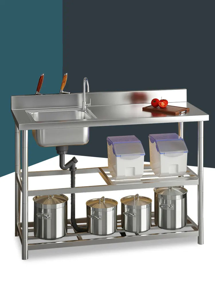 Free Standing Whole Body 100% Stainless Steel 304 Vegetables Wash Basin Kitchen Sink Pool with Bracket and Board