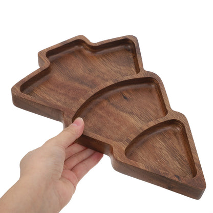 Wooden Compartmented Dinner Plate Christmas Tree Cheese Board Snack Tray Serving Platter Holiday Dry Fruit Display Home Kitchen.