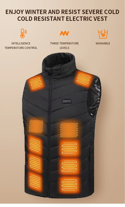 21 Zone Heating Vest Mens USB Infrared Thermal Jacket Smart Heated Clothes New Winter Cold-proof Thick Sleeveless Coat Hiking.