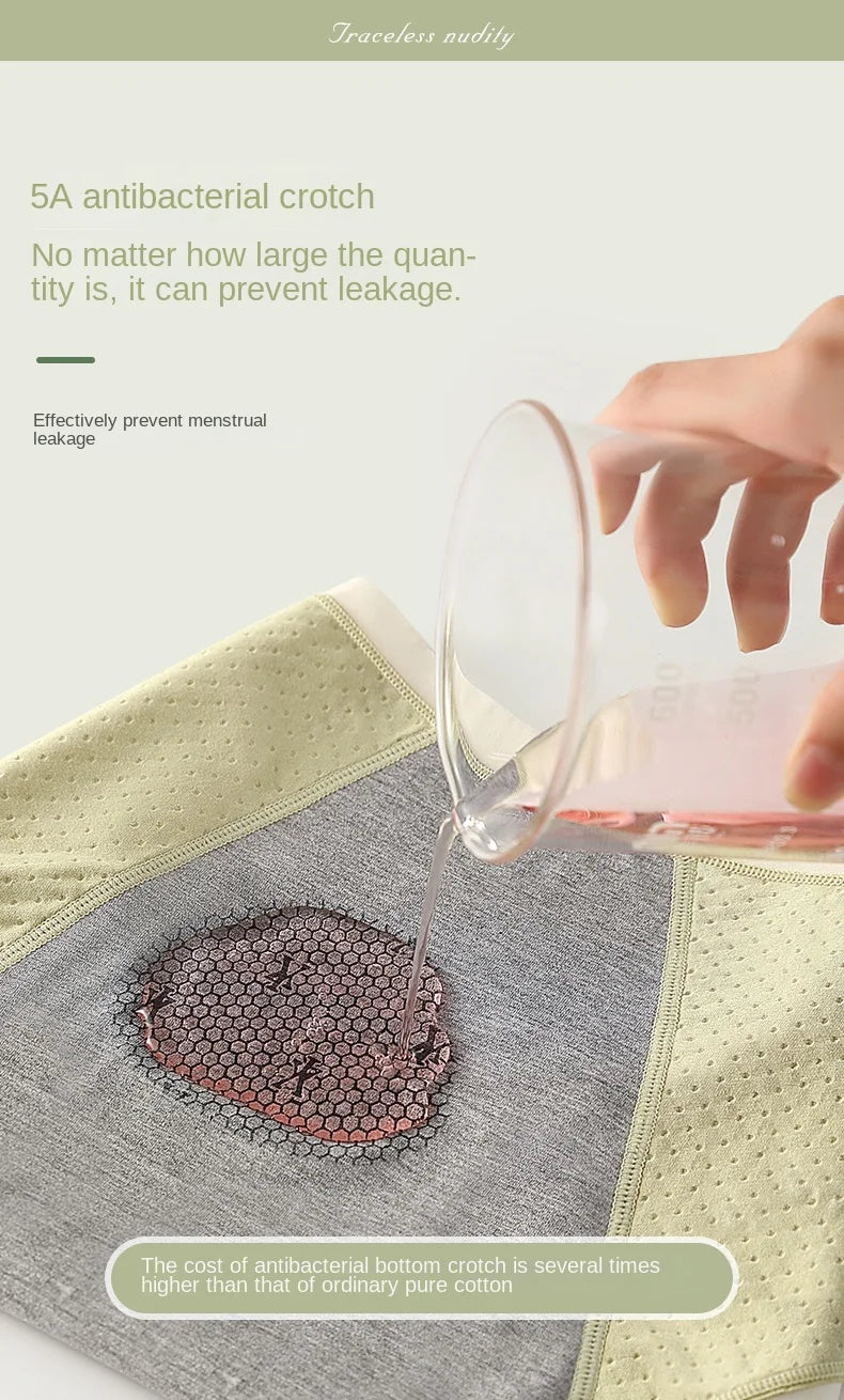 Physiological Period Leak Proof Menstrual Panties Breathable Seamless Soft Fabric Women Underwear Breifs Mesh Sanitary Pants XL.