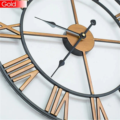 40/47/60/80 cm große 3D-Wanduhr mit römischen Ziffern, Kunst, hohle runde Wandbehang, Vintage-Metalluhr für Wohnzimmer und Zuhause