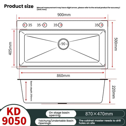 Kitchen Sink Stainless Steels Large Single Slot Multifunctional Dishwashing Bowl Household Wash Dish and Wash Vegetables Basin