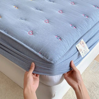 Cotton Mattress Single-piece Simmons Mattress Protective Cover Non-slip Fixing Bed Dust Cover.