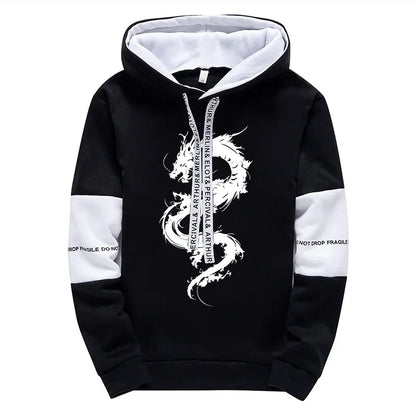 Men's Hooded Sweatshirt Sweatpants 2pcs Set Urban Casual Fashion Hoodie Outfits Dragon Printed Pullover Male Sporty Jogger Suit.