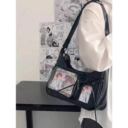 Y2k Harajuku Shoulder Bag Women Korean Transparent Ita Bag School Crossbody Bag Female Japanese Designer Preppy Handbag Purse.
