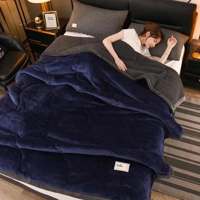 2025 NEW Winter Keep Warm Wool Throw Blanket for Sofa Winter Blanket King Size Home Warm Plaid Comforter Bedspread Bedding Sheet