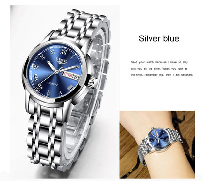 LIGE 2025 New Gold Watch Women Watches Ladies Creative Steel Women's Bracelet Watches Female Waterproof Clock Relogio Feminino.