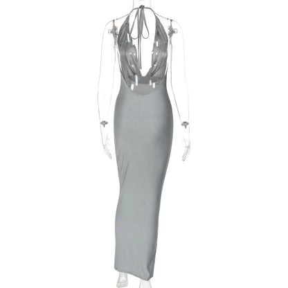 Dulzura Herbst Frauen Halter-Backless Midi Kleid Für Frauen Bodycon Sexy Party Elegante Outfits Abend Geburtstag Kleidung Y2K 2024