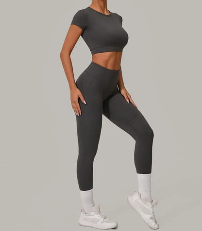 Seamless Yoga Sets Sports Fitness High Waist Hip Lift Tight Breathable Tracksuit Workout Clothing Gym Leggings Suit for Women