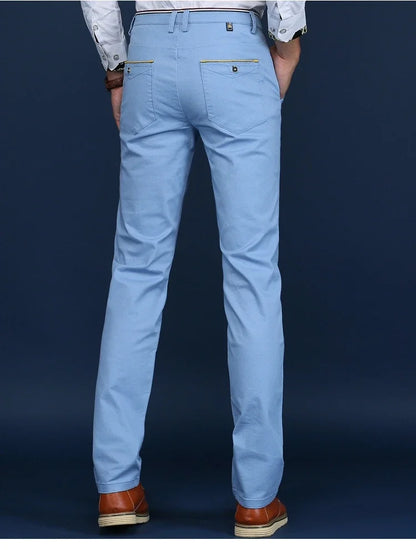 Classic Style Men Spring Summer Thin Casual Pants Fashion Business Cotton Solid Color Office Trousers High Quality Men Trousers