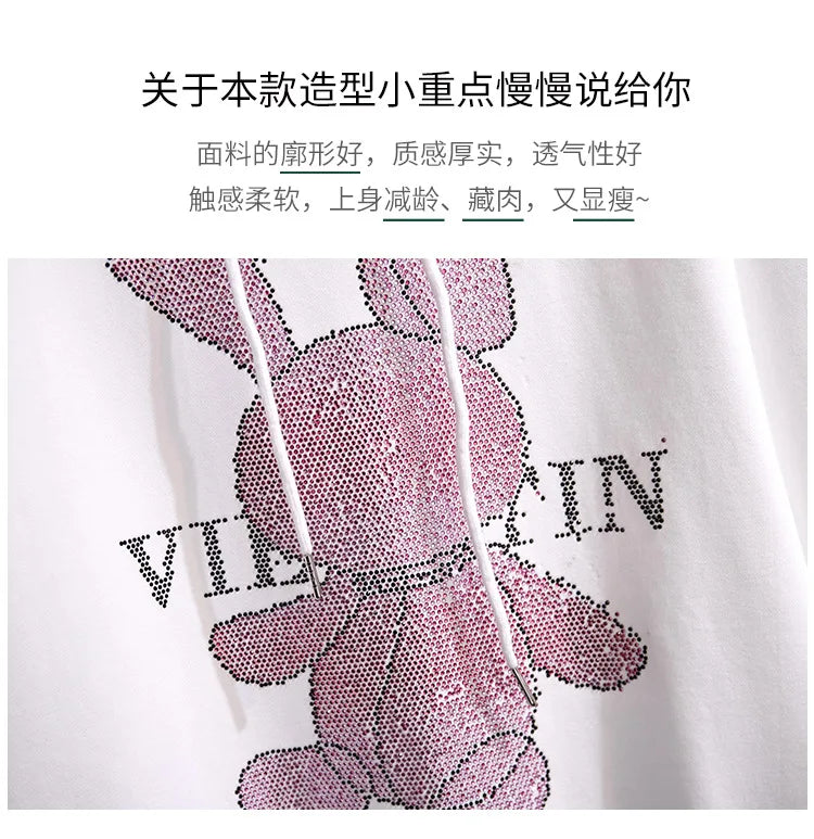 175Kg Plus Größe frauen Fehlschlag 170 Herbst Winter Neue Lose Fleece Cartoon Mit Kapuze Sweatshirt Schwarz Weiß 6XL 7XL 8XL 9XL 10XL 11XL.