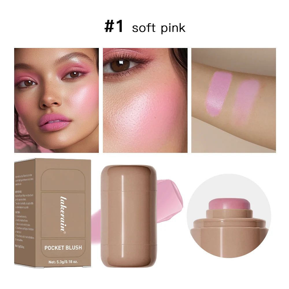 Magic Blush Stick 3-in-1 Cheek Lip Tinted Moistured Blush Stick Silky Brighten Blush Cream Blusher Cosmetics Tubes Matte Contour.