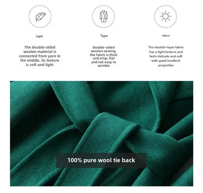 Modischer doppelseitiger Wollmantel für Damen, schmale Passform, mittellang, neue Herbst- und Winterkollektion, stilvoll.