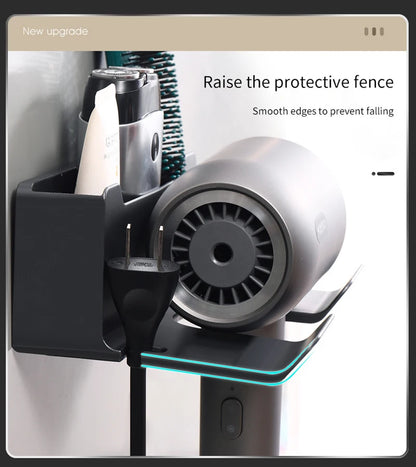 An der Wand montiertes, nicht perforiertes Haartrockner-Lagerregal. Aufbewahrungs- und Platzierungsregal für Badezimmer-Haartrockner. Multifunktionales Lagerregal