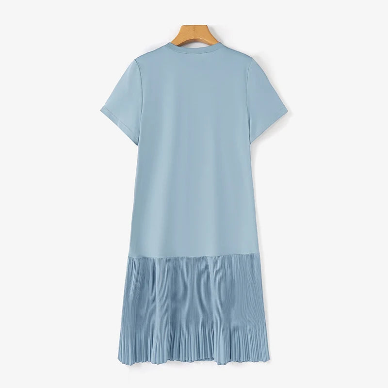 Zanzea lässig solide plissierte Kleid Frauen Sommer Kurzarm knielange Robe 2024 koreanische lose einfache Patchwork Vestido Overs ize.