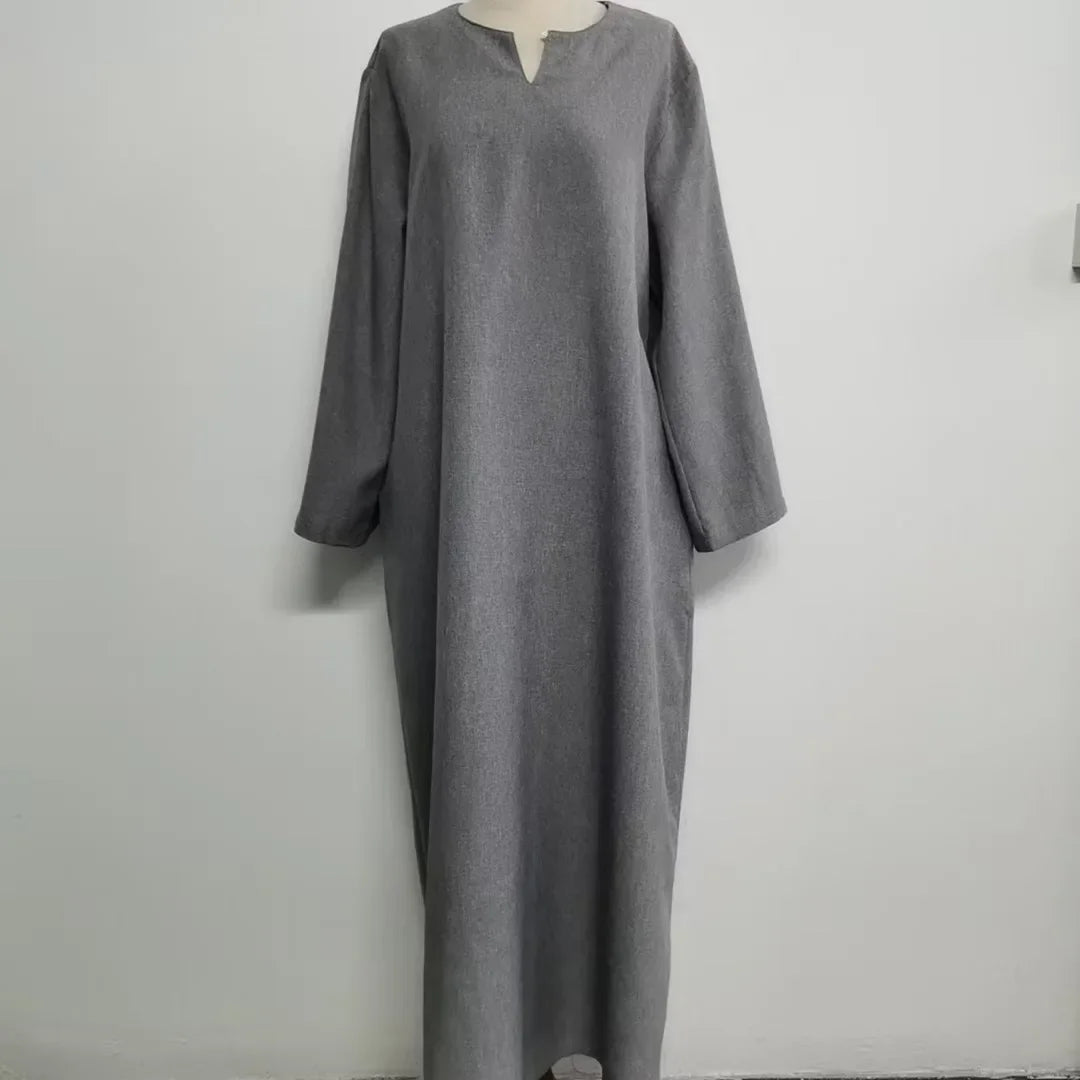 Lockeres, elegantes, reines, langes Kleid im Nahen Osten-Stil für Damen in Übergröße, schlanker Midirock, lässiges, bequemes Maxikleid.