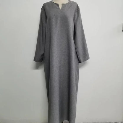 Lockeres, elegantes, reines, langes Kleid im Nahen Osten-Stil für Damen in Übergröße, schlanker Midirock, lässiges, bequemes Maxikleid.