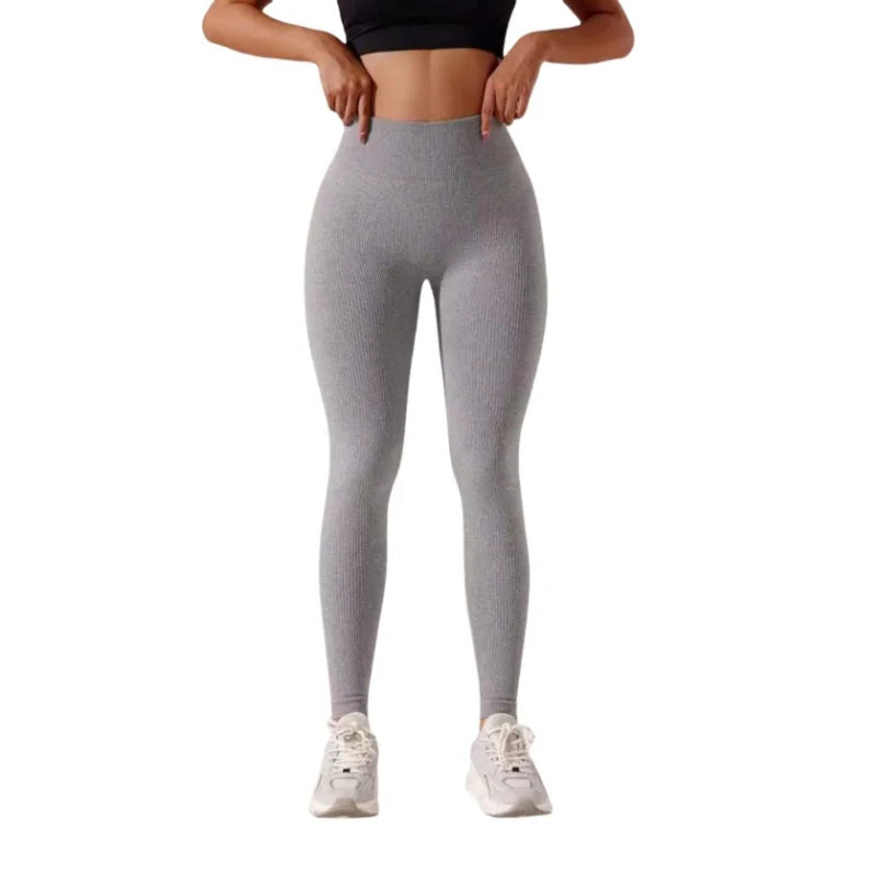 Women's High-Waisted Seamless Leggings, Quick-Dry Breathable Fabric, Four-Way Stretch Sporty Style for Yoga Cycling Running.