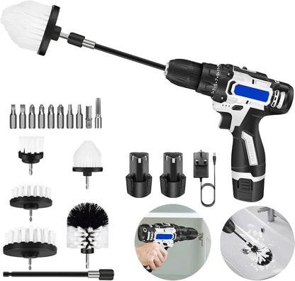 Allzweck-Akku-Bohrmaschine zum Bohren, elektrischer Schleuderschrubber, elektrische Reinigungsbürste zum Reinigen mit Li-Ionen-Akku