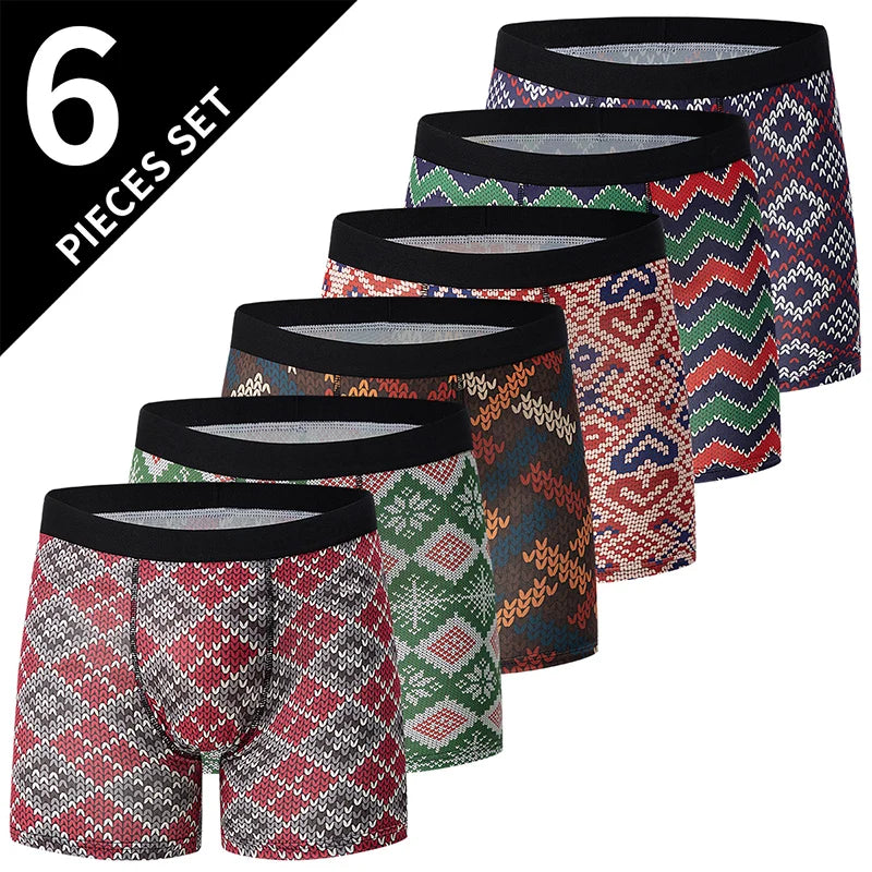 4/6Pcs Herrenmode Druck Lange Unterwäsche Jugendliche Für Erwachsene Multi-größe Bequeme Sport Boyshort Plus größe Fitness Shorts
