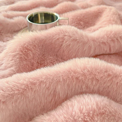 Fluffy Plush Fitted Bed Sheet Solid Color Long Hair Fleece Bed Cover For Double Bed fundas de colchón Winter Warm Mattress Cover.
