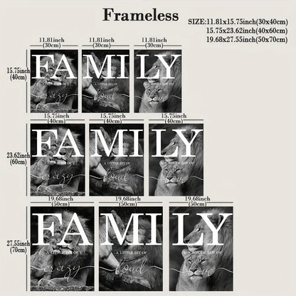 3pcs  Black And White Lion Family Quote Home Signs Canvas Paintings Animal Lion Wall Art Prints And Posters For Living Rooom.