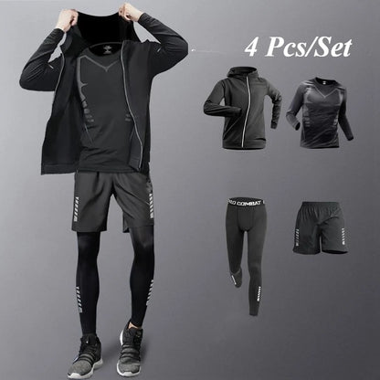 Fashion Breathable Running Sports Suit Men's Fitness Clothes All-Seasons Professional Morning Running Clothes Quick Dry Training