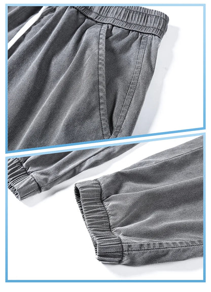 Men's Lyocell Loose Cuffed Tapered Pants 2025 Summer Autumn Comfortable Breathable Casual Long Pants Plus Size 5XL.