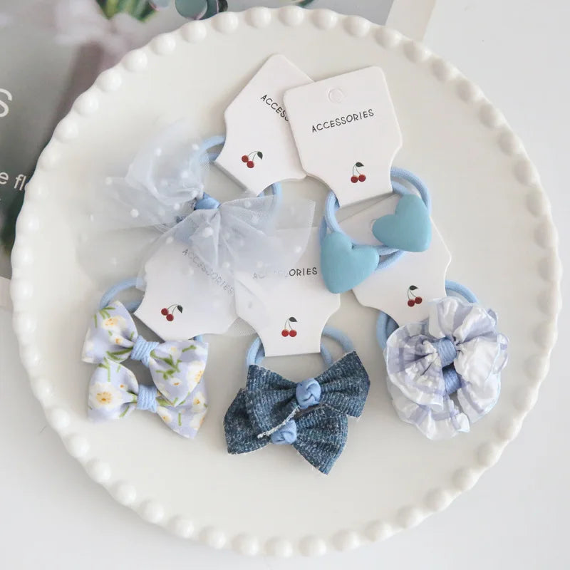 10Pcs/Lot, Elastic Hair Bow Clips for Children, Children's Headwear Hair Accessories for girls, Cute Hair ties, Lovely Hair Rope