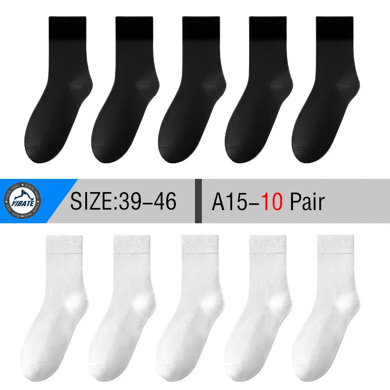 10 Pair Men's Bamboo Socks Anti-bacterial And Anti-odour Soft Business Socks Wearable And Breathable Casual Socks For Men.