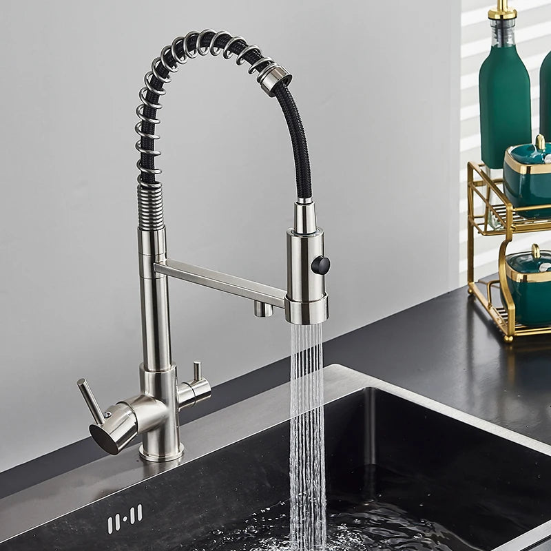 Filtered Kitchen Faucet Pure Water Kitchen Faucet Dual Handle Hot&Cold Drinking Water Purified Kitchen Mixer Taps