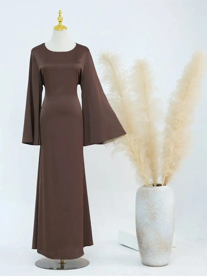 Ramadan Satin 2 Piece Abaya Modest Muslim Sets Kebaya African Dresses For Women Robe Femme Musulmane Caftan Marocain Vestidos.