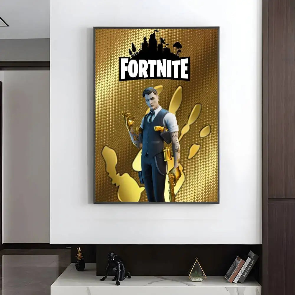 1pc F-Fortnites Poster HD art sticky wall waterproof home living room bedroom bar aesthetic decoration.