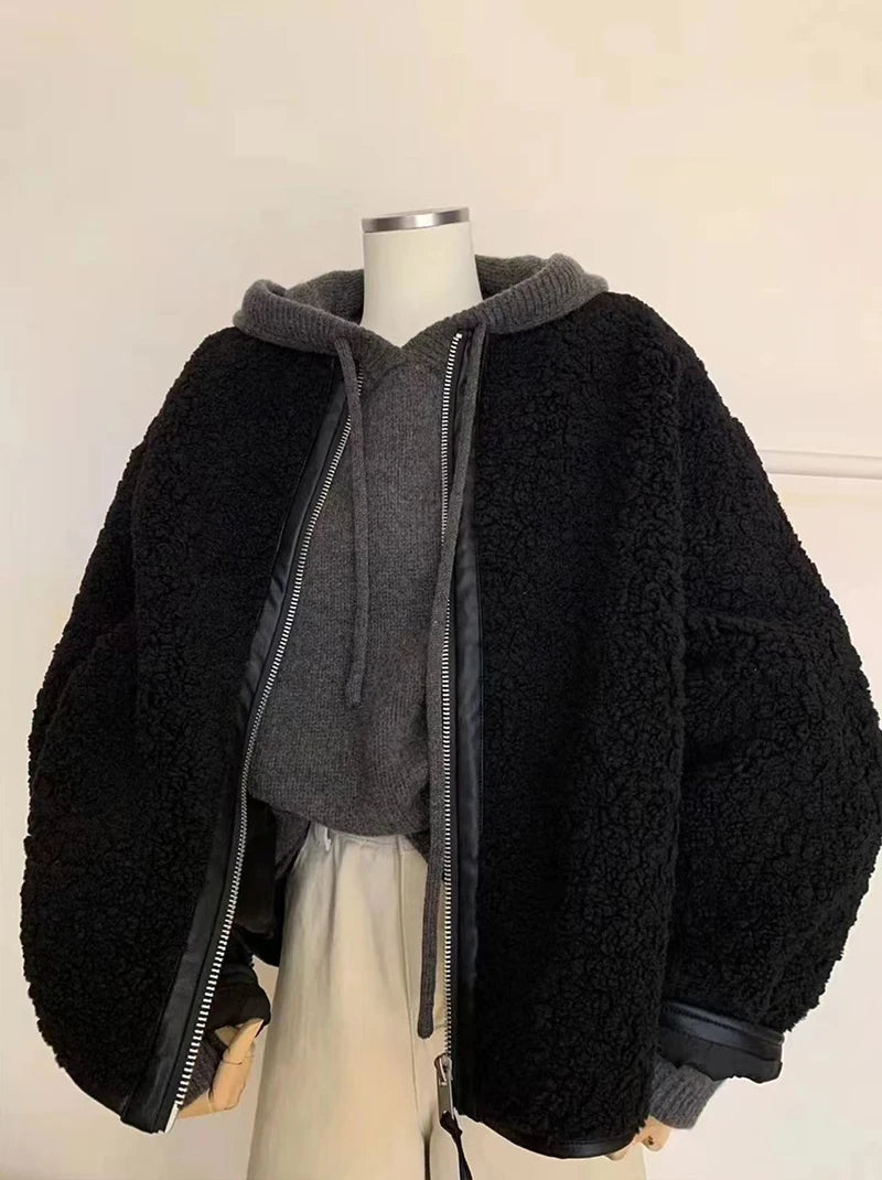 Autumn Knitted Hoodie for Women Korean Loose Thick Warm Casual Sweatshirt Bf Solid Simple Basic All Match Pullover Sweater New.