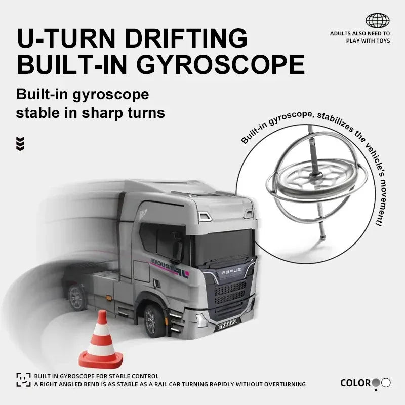 1/43 Mini RC Car Remote Control Trailer Truck Drift Desktop Toy Indoor Racing Vehicle Toys for Boys Kids Christmas Gifts.