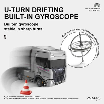 1/43 Mini RC Car Remote Control Trailer Truck Drift Desktop Toy Indoor Racing Vehicle Toys for Boys Kids Christmas Gifts.