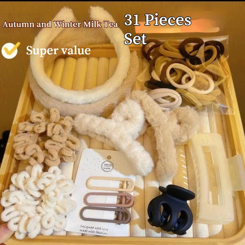 New 8-137PCS Set Hair Clip Combination Women Hair Accessories Grab Clip Hair Band Temperament Hairclip High Ponytail Headband.