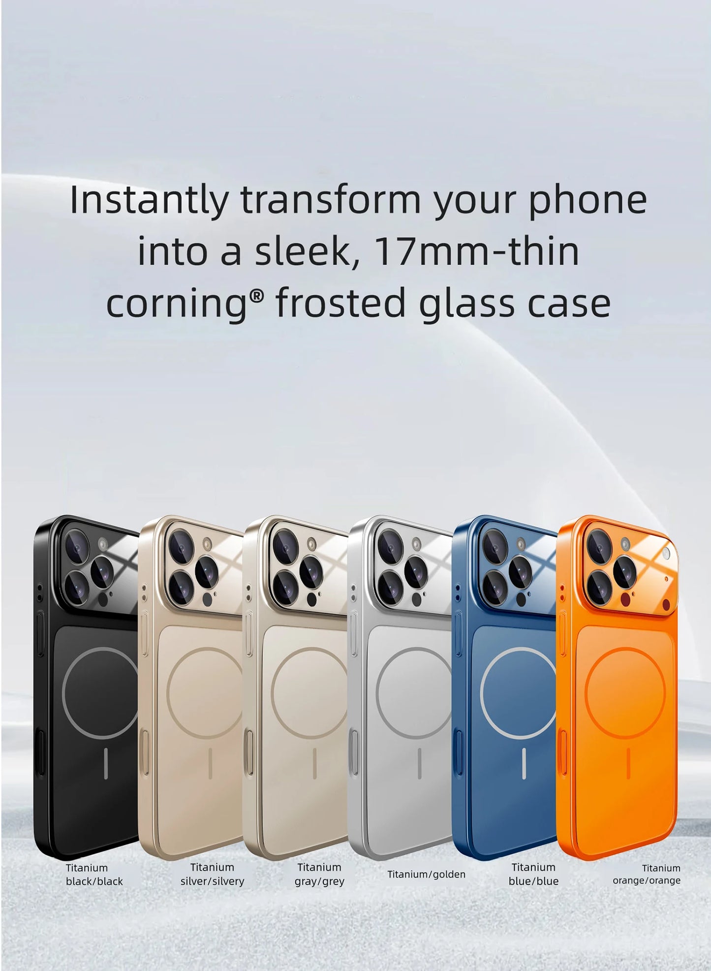 Official Orange Magsafe Magnetic Glass Phone Case for iPhone 17 Air 16 15 14 13 Pro Max Hard Shockproof Protect Matte Cover.