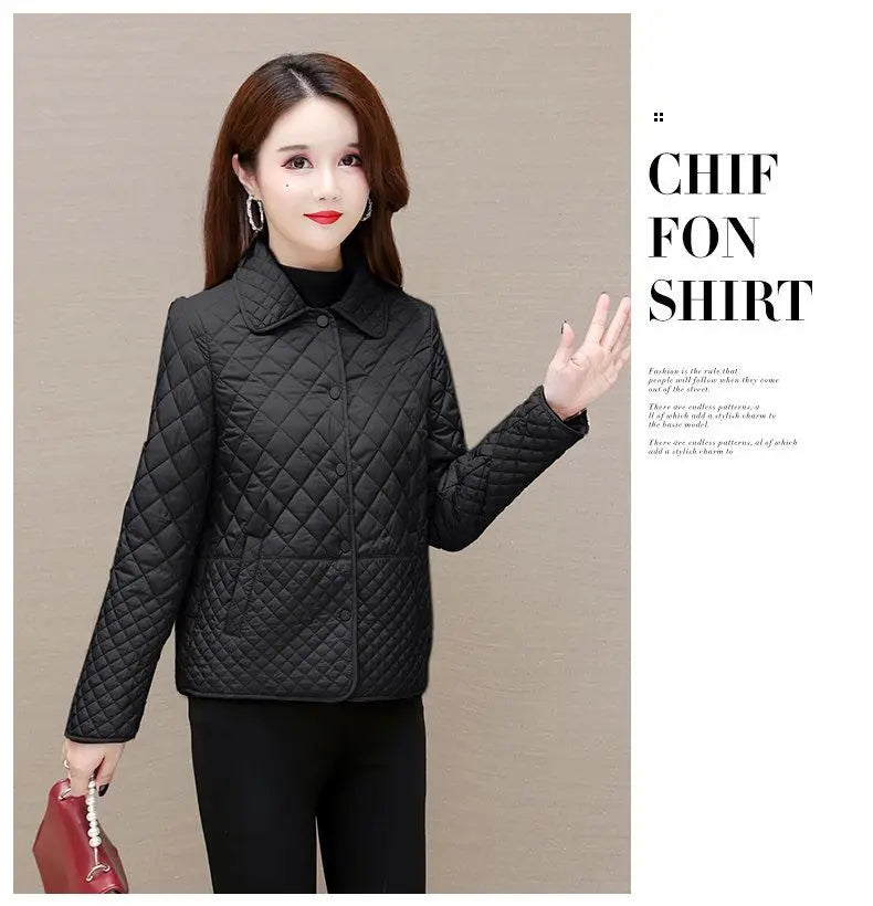 Herbst Winter Frauen Midi Plaid Stepp Mäntel Mode Weibliche Koreanische Kleidung Neue Feste Beiläufige Verdicken Warme Langarm Jacken