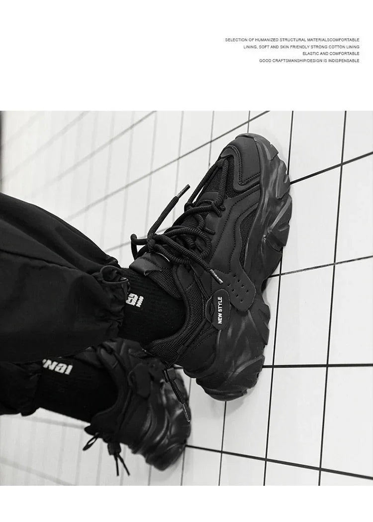 Men Sneakers Mesh Men Shoes PU Leather Platform Casual Sneakers Increased Vulcanized Shoes Light Running Shoes Tenis Masculino