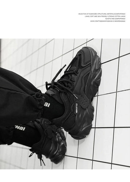 Men Sneakers Mesh Men Shoes PU Leather Platform Casual Sneakers Increased Vulcanized Shoes Light Running Shoes Tenis Masculino