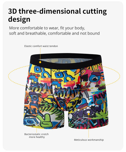 4/6Pcs Herrenmode Druck Lange Unterwäsche Jugendliche Für Erwachsene Multi-größe Bequeme Sport Boyshort Plus größe Fitness Shorts