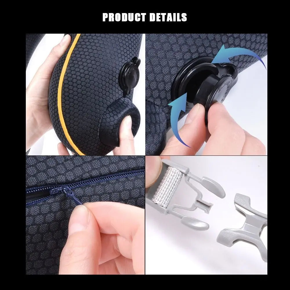 New U-shaped Travel Neck Pillow Elastic Fabric Foldable Inflatable Pillow Press Type Neck Support Cushion Airplane Pillow.