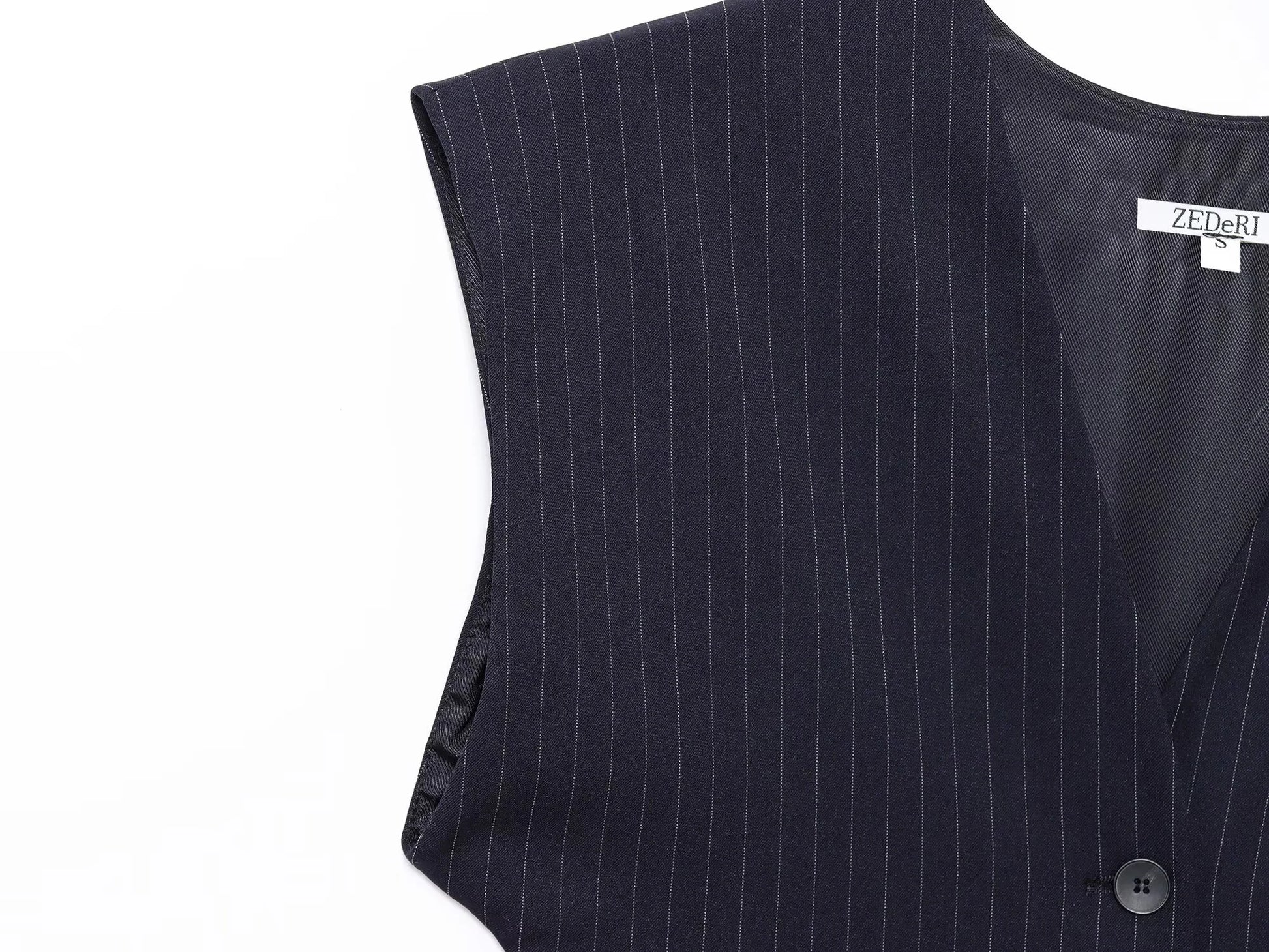 ZERAINS Autumn women's sleeveless V-neck short vest loose fit with waistband pleated high waisted pants set.