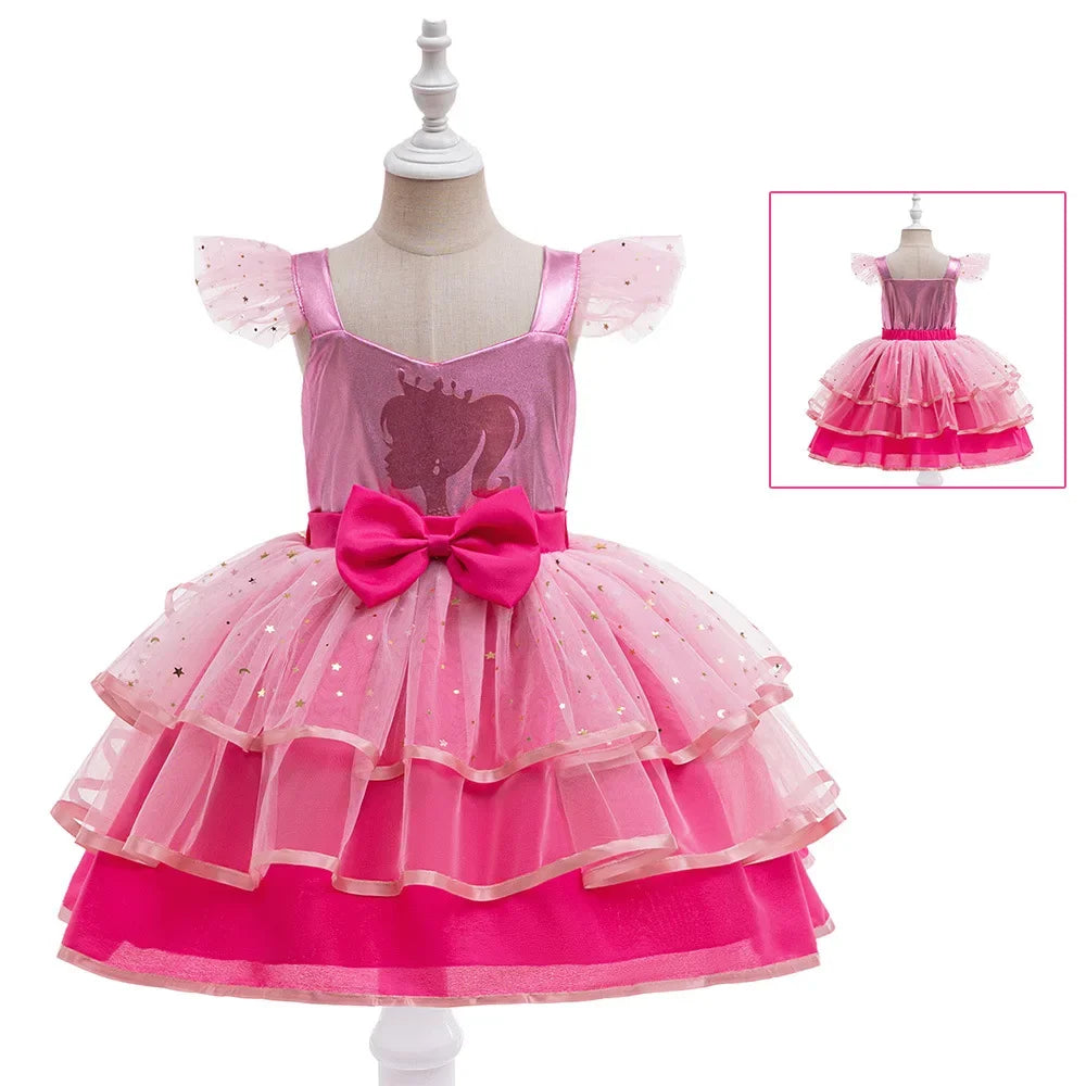 Baby Mädchen Kleider Barbie Prinzessin Cosplay Mädchen Rock Mesh Flauschigen Geburtstag Party Kleid Halloween Leistung Kleid Kinder Kleidung.