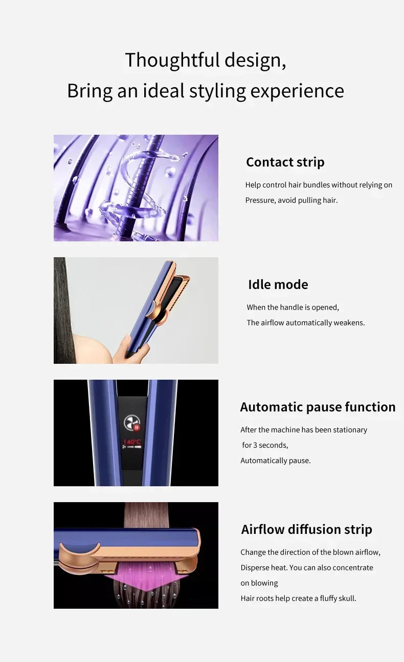 2 IN 1 Professional Hair Straightener & Hair Dryer Styling Tool Heat-Up Hair Flat Iron Negative Ion Iron Long-Lasting airstrait.