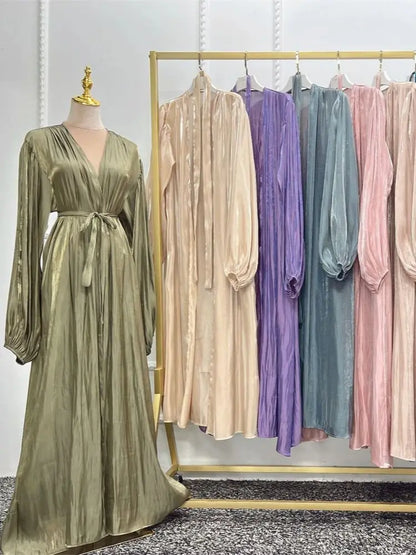 Ramadan Eid Gray Kimono Abaya Damen Dubai Muslim Modest Dresses Islam Prayer Clothes Women Kebaya Kaftan Robe Musulmane Femme.